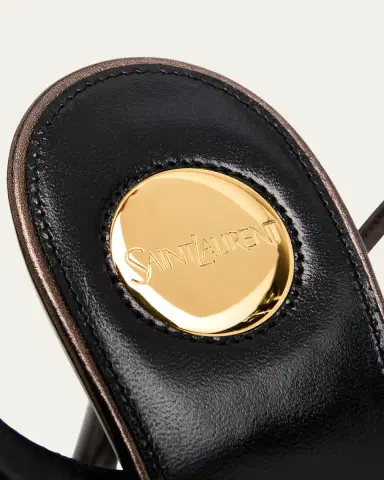 Saint Laurent La Scandale Metallic Leather Ankle-Strap Sandals | Thumbnail 5