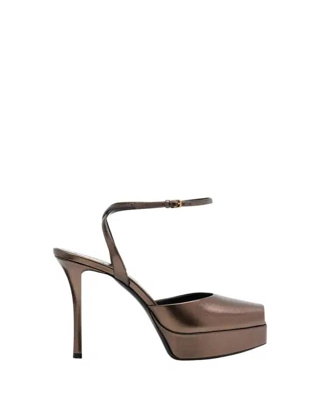 La Scandale Metallic Leather Ankle-Strap Sandals