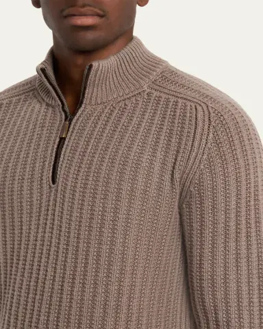 Iris Von Arnim Men's Eugene Half-Zip Cashmere Pullover | Thumbnail 5