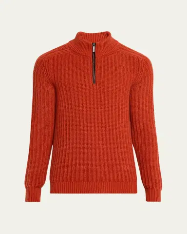 Iris Von Arnim Men's Eugene Half-Zip Cashmere Pullover | Thumbnail 6