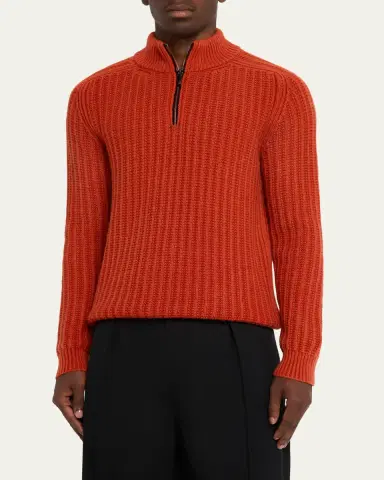 Iris Von Arnim Men's Eugene Half-Zip Cashmere Pullover | Thumbnail 9