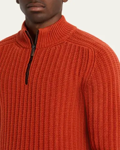 Iris Von Arnim Men's Eugene Half-Zip Cashmere Pullover | Thumbnail 10