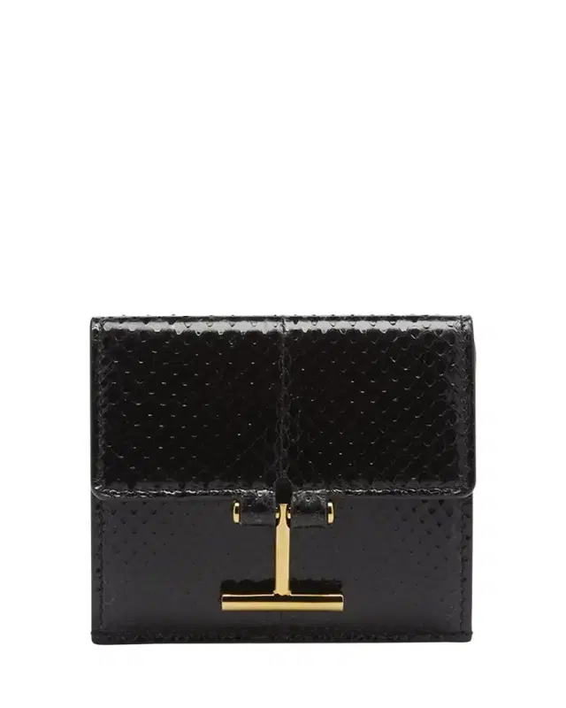 TOM FORD Flap Card Holder in Snake-Embossed Leather