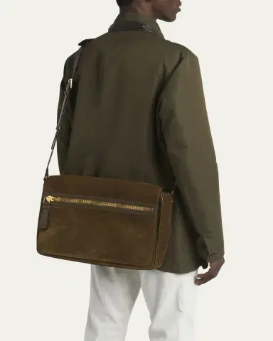 Tom Ford Men's Buckley Suede Large Flap Messenger Bag | Thumbnail 2 Tom Ford Men's Buckley Suede Large Flap Messenger Bag | Thumbnail 2
