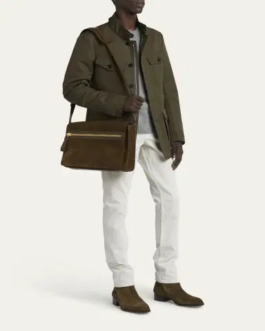 Tom Ford Men's Buckley Suede Large Flap Messenger Bag | Thumbnail 5 Tom Ford Men's Buckley Suede Large Flap Messenger Bag | Thumbnail 5