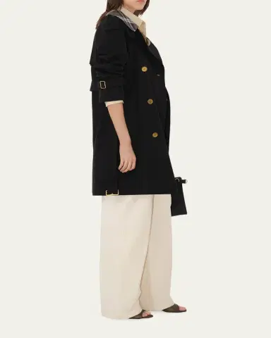 Burberry Castleford Check-Collar Belted Short Trench Coat | Thumbnail 4 Burberry Castleford Check-Collar Belted Short Trench Coat | Thumbnail 4