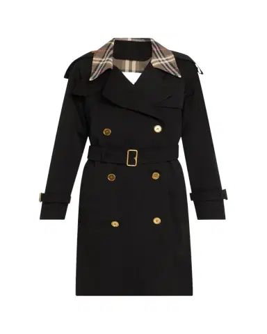 Burberry Castleford Check-Collar Belted Short Trench Coat | Thumbnail 1 Burberry Castleford Check-Collar Belted Short Trench Coat | Thumbnail 1
