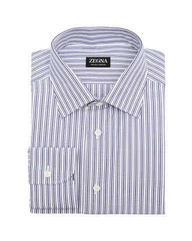 Zegna Men's Trofeo Comfort Cotton Stripe Point Collar Dress Shirt | Thumbnail 1