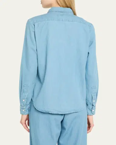 Sprwmn Chambray Fitted Button-Front Shirt | Thumbnail 3 Sprwmn Chambray Fitted Button-Front Shirt | Thumbnail 3
