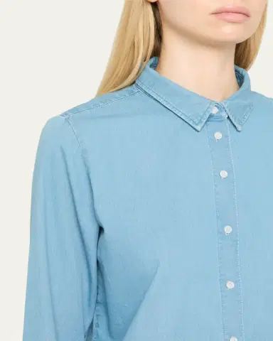 Sprwmn Chambray Fitted Button-Front Shirt | Thumbnail 5 Sprwmn Chambray Fitted Button-Front Shirt | Thumbnail 5