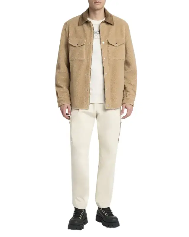 Men's Corduroy-Collar Boucle Shirt Jacket