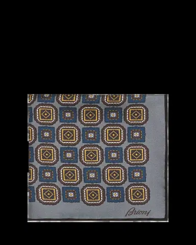Brioni Men's Square Medallion Silk Pocket Square | Thumbnail 2