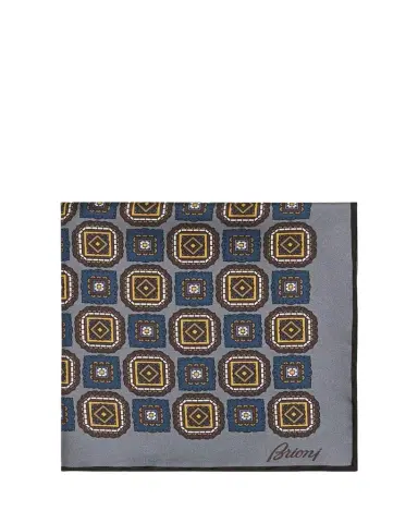Brioni Men's Square Medallion Silk Pocket Square | Thumbnail 1