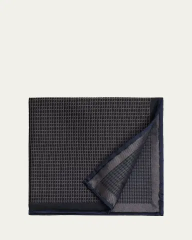 Brioni Men's Screen-Print Silk Pocket Square | Thumbnail 2 Brioni Men's Screen-Print Silk Pocket Square | Thumbnail 2