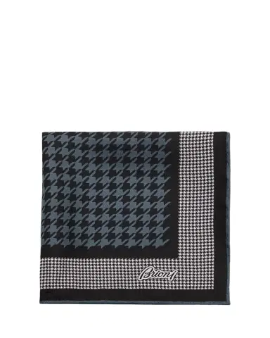 Brioni Men's Mixed Houndstooth Silk Pocket Square | Thumbnail 1