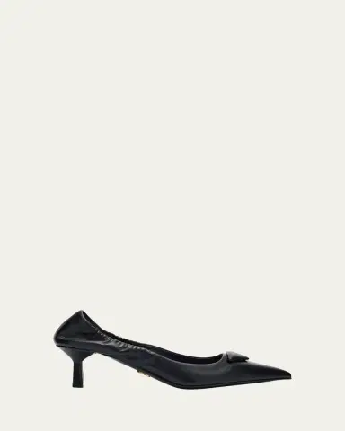 Prada Triangle Logo Leather Pumps | Thumbnail 6
