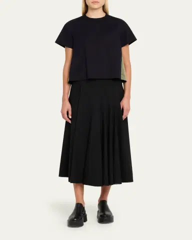 Sacai Short-Sleeve Nylon Cotton T-Shirt | Thumbnail 2 Sacai Short-Sleeve Nylon Cotton T-Shirt | Thumbnail 2
