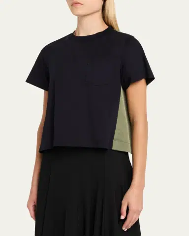 Sacai Short-Sleeve Nylon Cotton T-Shirt | Thumbnail 4 Sacai Short-Sleeve Nylon Cotton T-Shirt | Thumbnail 4