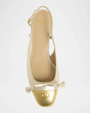 Valentino Garavani Valet Du Roi VLogo Metallic Leather Slingback Ballerina Flats | Thumbnail 3 Valentino Garavani Valet Du Roi VLogo Metallic Leather Slingback Ballerina Flats | Thumbnail 3