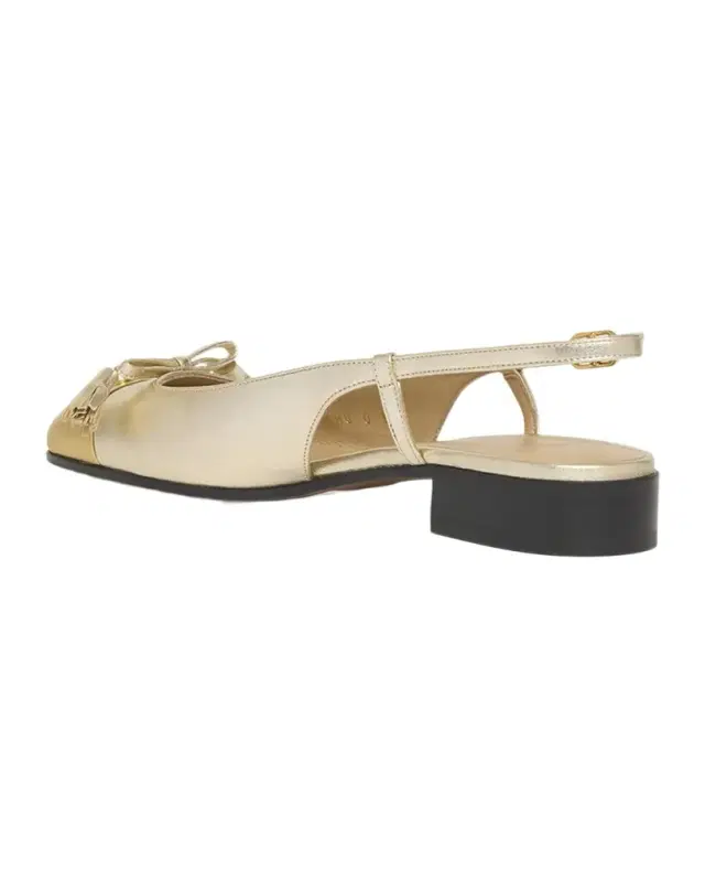 Valet Du Roi VLogo Metallic Leather Slingback Ballerina Flats