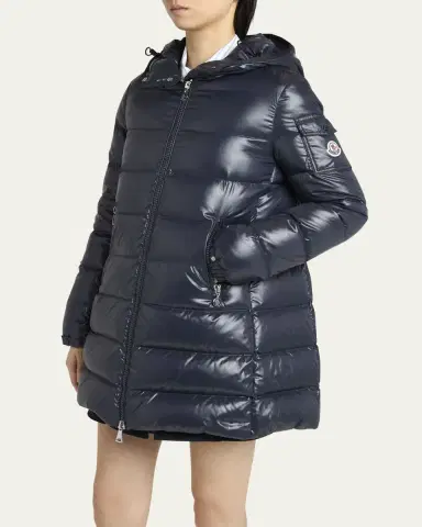 Moncler Courcelles Long Hooded Down Puffer Coat | Thumbnail 4