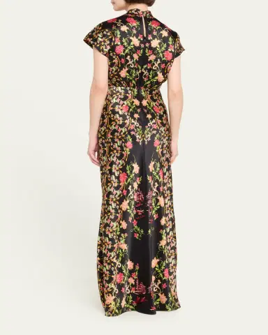 Saloni Fabienne Silk Long Dress | Thumbnail 3