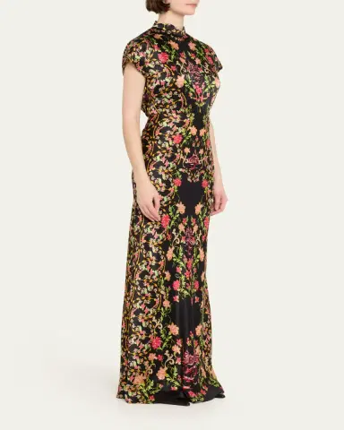 Saloni Fabienne Silk Long Dress | Thumbnail 4