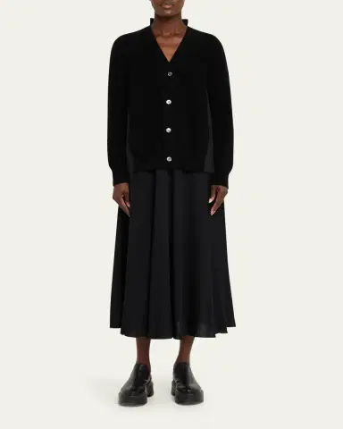 Sacai Pleated-Back Rib-Knit Cardigan | Thumbnail 2