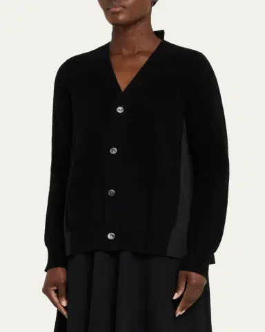 Sacai Pleated-Back Rib-Knit Cardigan | Thumbnail 4