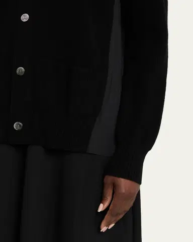 Sacai Pleated-Back Rib-Knit Cardigan | Thumbnail 5