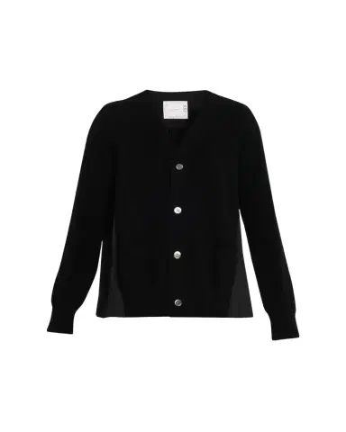 Sacai Pleated-Back Rib-Knit Cardigan | Thumbnail 1