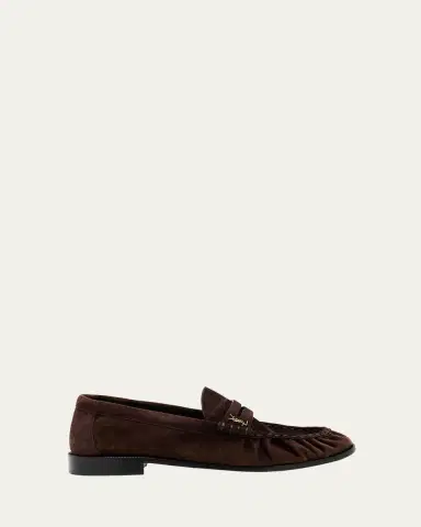 Saint Laurent Men's Suede Cassandre Penny Loafers | Thumbnail 4 Saint Laurent Men's Suede Cassandre Penny Loafers | Thumbnail 4