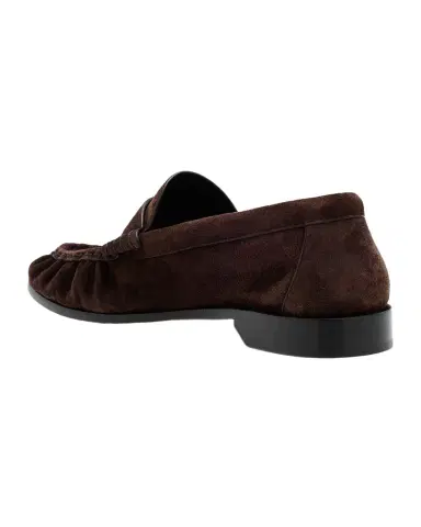 Saint Laurent Men's Suede Cassandre Penny Loafers | Thumbnail 1 Saint Laurent Men's Suede Cassandre Penny Loafers | Thumbnail 1