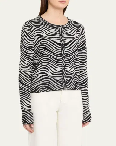 Sprwmn Leopard Cashmere Baby Cardigan | Thumbnail 4 Sprwmn Leopard Cashmere Baby Cardigan | Thumbnail 4