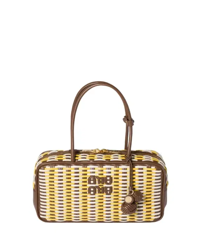 Beau Woven Leather Top-Handle Bag