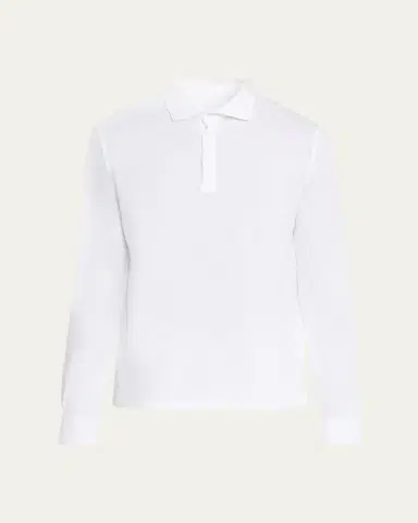 Fedeli Men's Giza Cotton Long-Sleeve Pique Polo Shirt | Thumbnail 16 Fedeli Men's Giza Cotton Long-Sleeve Pique Polo Shirt | Thumbnail 16