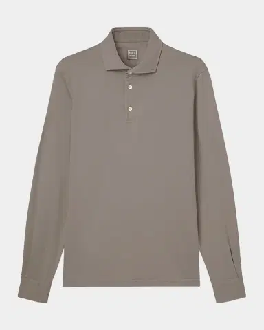 Fedeli Men's Giza Cotton Long-Sleeve Pique Polo Shirt | Thumbnail 25 Fedeli Men's Giza Cotton Long-Sleeve Pique Polo Shirt | Thumbnail 25