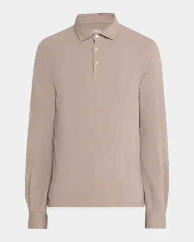 Fedeli Men's Giza Cotton Long-Sleeve Pique Polo Shirt | Thumbnail 27 Fedeli Men's Giza Cotton Long-Sleeve Pique Polo Shirt | Thumbnail 27