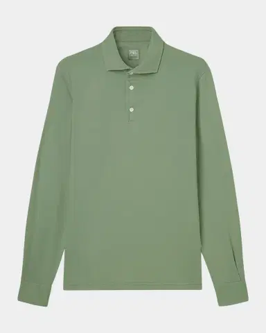 Fedeli Men's Giza Cotton Long-Sleeve Pique Polo Shirt | Thumbnail 28 Fedeli Men's Giza Cotton Long-Sleeve Pique Polo Shirt | Thumbnail 28