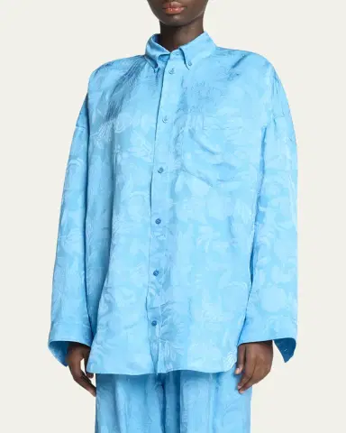 Balenciaga Long-Sleeve Button-Down Cocoon Shirt | Thumbnail 4 Balenciaga Long-Sleeve Button-Down Cocoon Shirt | Thumbnail 4