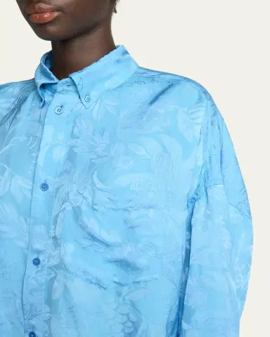 Balenciaga Long-Sleeve Button-Down Cocoon Shirt | Thumbnail 5 Balenciaga Long-Sleeve Button-Down Cocoon Shirt | Thumbnail 5