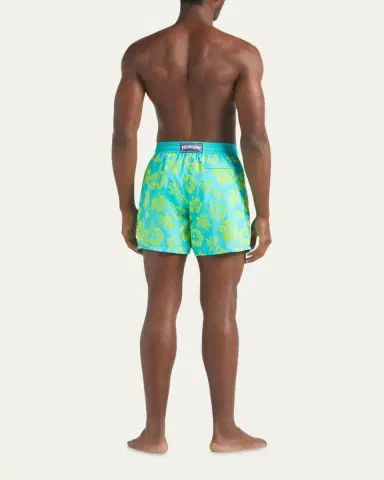 Vilebrequin Men's Flocked Tropical Turtle Swim Trunks | Thumbnail 3 Vilebrequin Men's Flocked Tropical Turtle Swim Trunks | Thumbnail 3