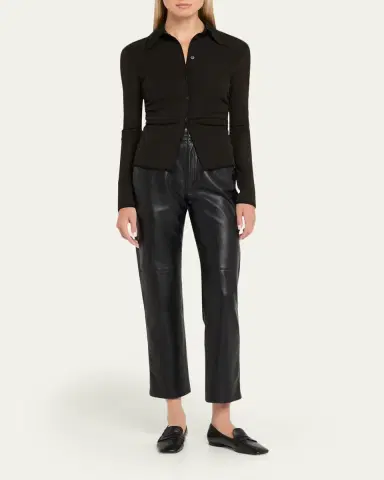 Nanushka Idana Long-Sleeve Button-Front Top | Thumbnail 2