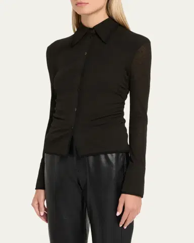 Nanushka Idana Long-Sleeve Button-Front Top | Thumbnail 5