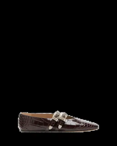 Le Monde Béryl Claudia Croc-Effect Leather Ballerina Flats | Thumbnail 2