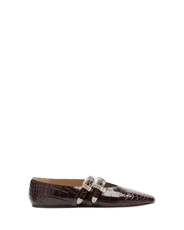 Le Monde Beryl Claudia Croc-Effect Leather Ballerina Flats