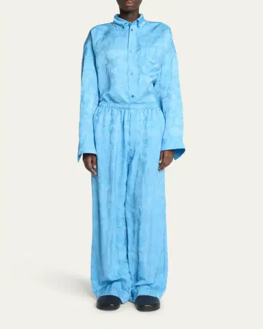 Balenciaga Floral Satin Jacquard Wide-Leg Pajama Pants | Thumbnail 2 Balenciaga Floral Satin Jacquard Wide-Leg Pajama Pants | Thumbnail 2