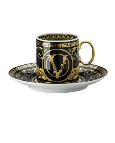 Versace Virtus Gala Black AD Cup & Saucer | Thumbnail 1