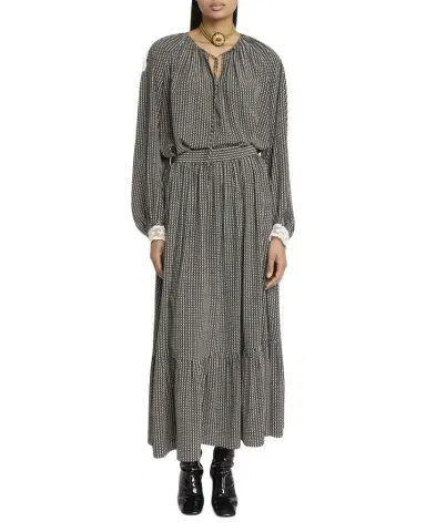 Chloé Micro Check Silk Long-Sleeve Blouse | Thumbnail 1