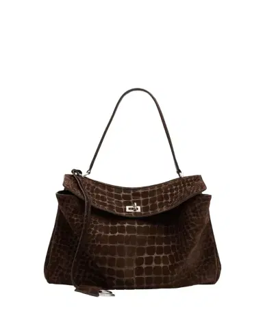 Balenciaga Rodeo Medium Croc-Embossed Suede Top-Handle Bag | Thumbnail 1 Balenciaga Rodeo Medium Croc-Embossed Suede Top-Handle Bag | Thumbnail 1